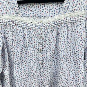 Eileen West 100% Cotton knit Spring Floral Nightgown so soft Sz Medium Mumu